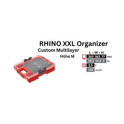 Toolbrothers RHINO XXL Organizer ULTRA Hauteur M Custom Multilayer 2,5 l IP66