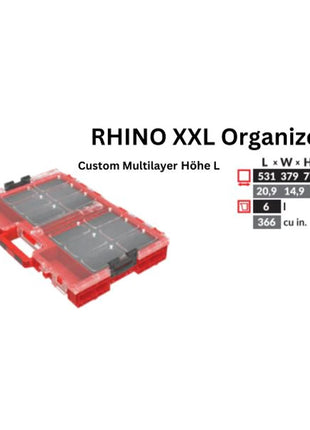 Toolbrothers RHINO XXL Organizer ULTRA Wysokość L Niestandardowy wielowarstwowy 6 l IP66