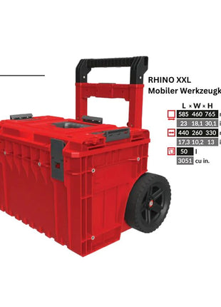 Toolbrothers RHINO XXL Cart Plus ULTRA - Mobiler Werkzeugkoffer 52 l IP66 mit Doppelteleskopgriff