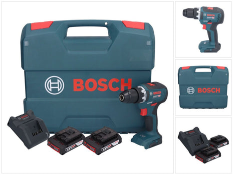Bosch GSR 18V-55 Professional cordless drill driver 18 V 55 Nm brushless + 2x rechargeable battery 2.0 Ah + charger + L-case