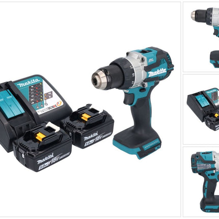 Makita DDF 489 RT taladro atornillador inalámbrico 18 V 73 Nm sin escobillas + 2 baterías 5,0 Ah + cargador