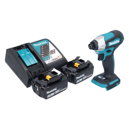 Makita DTD 157 RF Atornillador de impacto inalámbrico 18 V 140 Nm 1/4" sin escobillas + 2x baterías 3,0 Ah + cargador