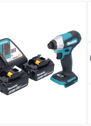 Makita DTD 157 RG cordless impact wrench 18 V 140 Nm 1/4" brushless + 2x rechargeable battery 6.0 Ah + charger