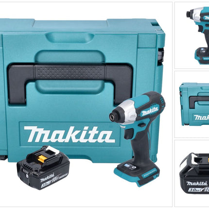 Makita DTD 157 F1J cordless impact wrench 18 V 140 Nm 1/4" brushless + 1x rechargeable battery 3.0 Ah + Makpac - without charger