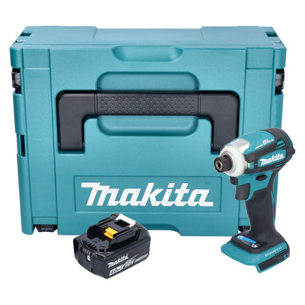 Makita DTD 172 M1J llave de impacto inalámbrica 18 V 180 Nm 1/4" sin escobillas + 1x batería 4,0 Ah + Makpac - sin cargador