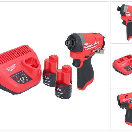 Milwaukee M12 FID2-202 Akku Schlagschrauber 12 V 170 Nm 1/4" Brushless + 2x Akku 2,0 Ah + Ladegerät