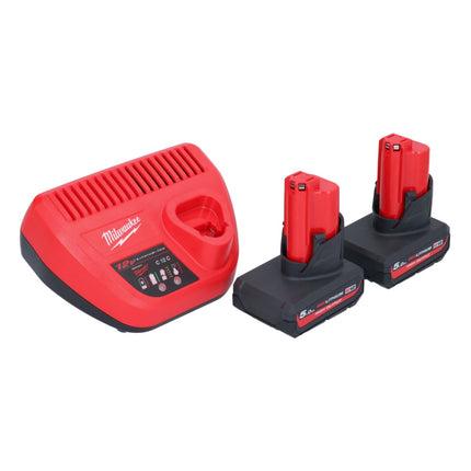 Llave de impacto a batería Milwaukee M12 FID2-502 12 V 170 Nm 1/4" sin escobillas + 2x baterías 5,0 Ah + cargador