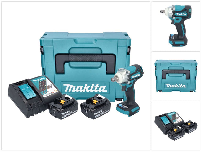 Makita DTW 301 RFJ cordless impact wrench 18 V 330 Nm 1/2" brushless + 2x rechargeable battery 3.0 Ah + charger + Makpac