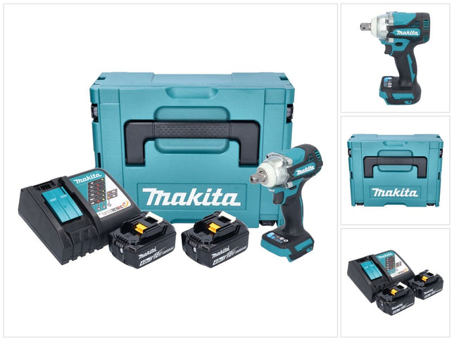 Makita DTW 301 RMJ cordless impact wrench 18 V 330 Nm 1/2" brushless + 2x rechargeable battery 4.0 Ah + charger + Makpac