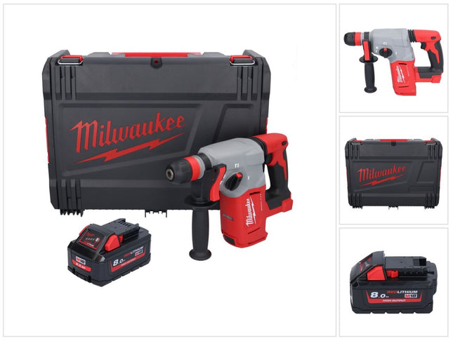 Martillo combinado sin cable Milwaukee M18 BLHX-801X 18 V 2.3 J Brushless + 1x batería 8.0 Ah + caja HD - sin cargador