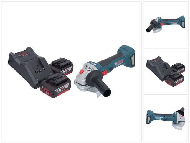 Bosch GWS 18V-7 Amoladora angular profesional sin cable 18 V 125 mm sin escobillas + 2x acumulador 4,0 Ah + cargador