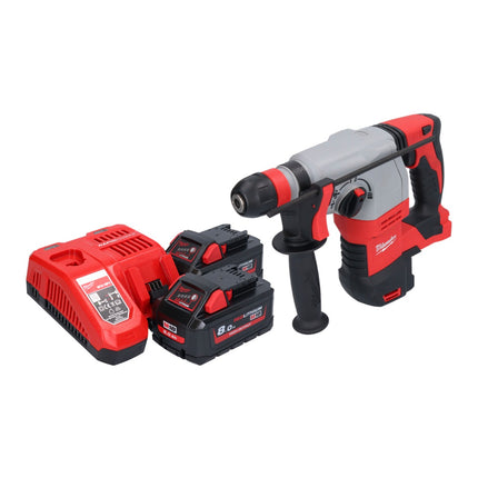 Milwaukee M18 HD18HX-802 akumulatorowy młot udarowo-obrotowy 18 V 2,4 J + 2x akumulator 8,0 Ah + ładowarka