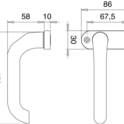 Perfil EDI manilla agujero pieza 1391/0800 aluminio F1 ( 3000200008 )