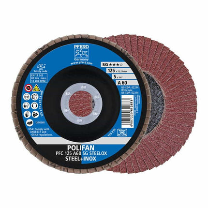 Disco de láminas PFERD POLIFAN A SG STEELOX Ø 125 mm granulometría 60 cónica ( 4000841564 )