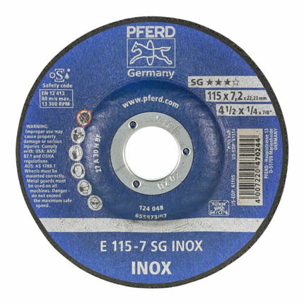 Disco abrasivo PFERD SG INOX D115xS7mm (4000842716)