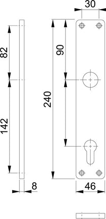 Para długich płytek HOPPE 202H F2 / srebrny nikiel F2 ( 3000252152 )