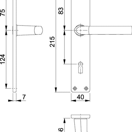 HOPPE long plate set Birmingham 1117/202SP Aluminium F1 ( 3000252985 )