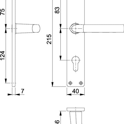 HOPPE set di piastre lunghe Birmingham 1117/202SP Alluminio F1 ( 3000252986 )