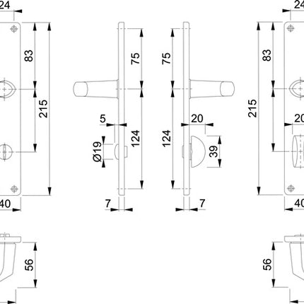 HOPPE long plate set Birmingham 1117/202SP aluminium F2 ( 3000252990 )