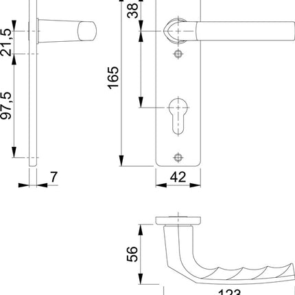 HOPPE Kurzschildgarnitur Birmingham 1117/202KP Aluminium F1 ( 3000252945 )