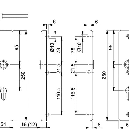 HOPPE Security furniture Birmingham 1117/2221A/2440 Aluminium F4 ( 3000250682 )