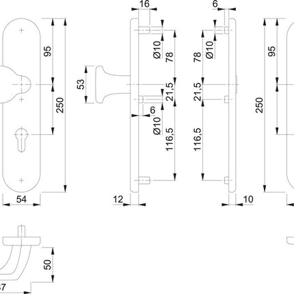 HOPPE Security furniture 86G/3331/3310 Aluminium F1 ( 3000209782 )