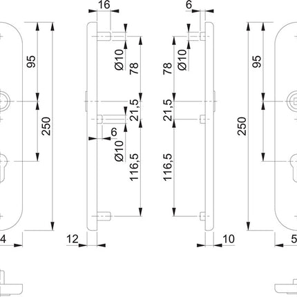 HOPPE coppia di piastre lunghe E3331/3310 F1 / argento F1 ( 3000209803 )