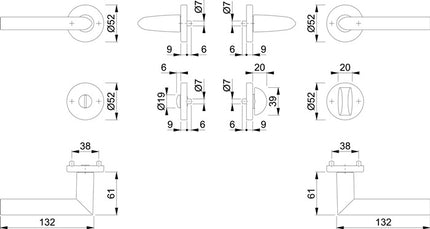 HOPPE Escutcheon set Stockholm 1140/42KV/42KVS Aluminium F1 ( 3000252245 )