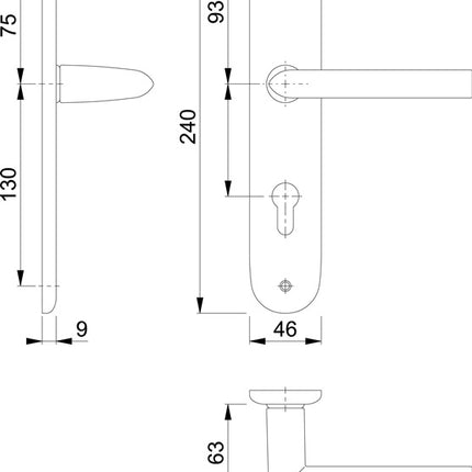 Juego de botones largos HOPPE Estocolmo 1140/273P Aluminio F1 ( 3000252599 )