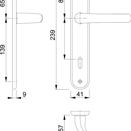 HOPPE set di rosette lunghe Tôkyô M1710RH/265 ottone F71 ( 3000252619 )