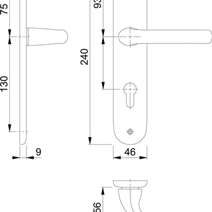 HOPPE long escutcheon set Tôkyô 1710/273P Aluminium F1 ( 3000252578 )
