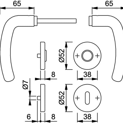 Juego de rosas HOPPE Denver E1310Z/42KV/42KVS acero inoxidable F69 ( 3000252632 )