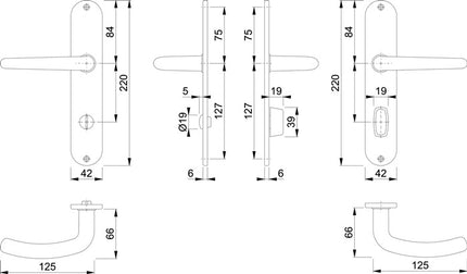 HOPPE zestaw długich rozet Denver E1310Z/302 stal nierdzewna F69 ( 3000252654 )