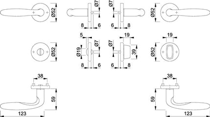 HOPPE rose set Verona E1800Z/42KV/42KVS stainless steel F69 ( 3000252711 )