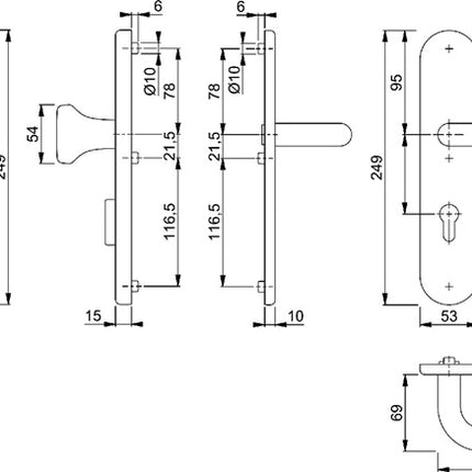 HOPPE Feuerschutzgarnitur Paris FS-E138F/3331/3310 Edelstahl F69 D/D ( 3000220050 )