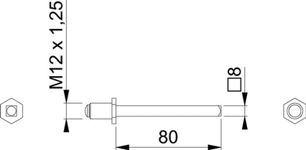 HOPPE husillo cuadrado FDW husillo macizo/husillo rápido cuadrado 8 x 80 mm ( 3311003024 )