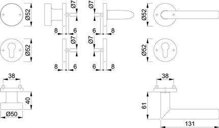 HOPPE Rosettengarnitur Stockholm E58/42KV/42KVS/1140Z Edelstahl F69 ( 3000252354 )