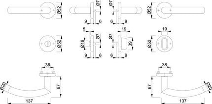 HOPPE Escutcheon set Narvik E1430ZP/17KV/17KVS Stainless steel F69 ( 3000252277 )