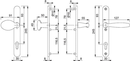 Juego de puertas de perfil HOPPE New York 76G/3346/1810 Aluminio F1 ( 3000203628 )