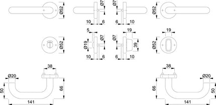 Juego de rosas HOPPE Paris E138/42H/42HKVS acero inoxidable F69 ( 3000203102 )