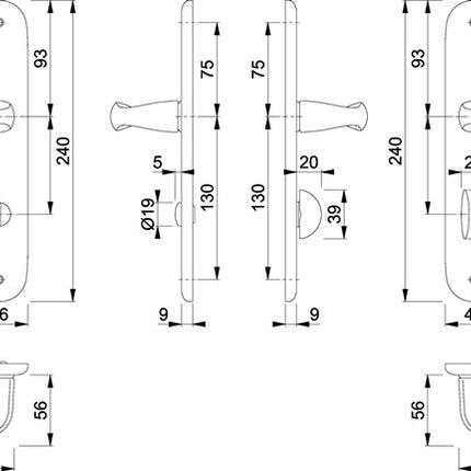 HOPPE set di piastre lunghe New York 1810/273P Alluminio F1 ( 3000203552 )