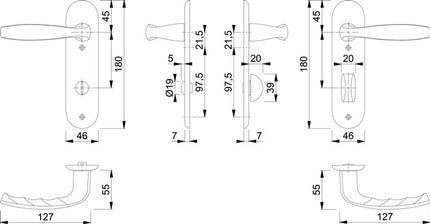 HOPPE Kurzschildgarnitur New York 1810/273KP Aluminium F1 ( 3000203556 )