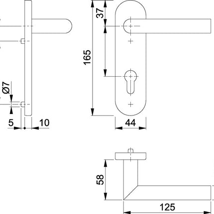 HOPPE Garniture d'entrée courte Amsterdam E1400/353KH acier inoxydable F69 ( 3000203119 )