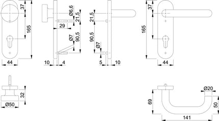 Set antincendio HOPPE Paris FS-E58/353KH/138 acciaio inox F69 D/K ( 3000203112 )