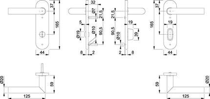 HOPPE set di rosette corte Amsterdam E1400Z/353K in acciaio inox F69 ( 3000203006 )