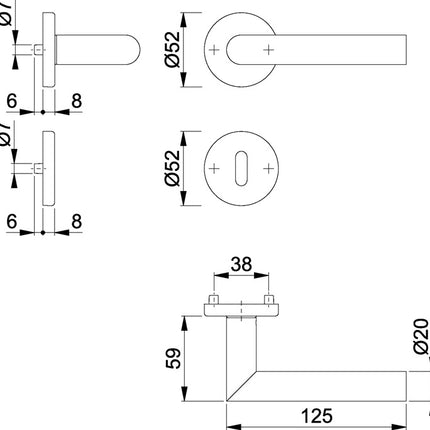 HOPPE Juego de escudos Amsterdam E1400Z/42KV/42KVS Acero inoxidable F69 ( 3000203000 )
