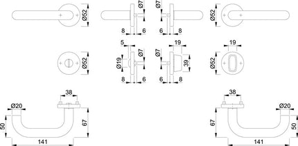 HOPPE Rosette set Paris E138Z/42KV/42KVS Stainless steel F69 ( 3000203010 )