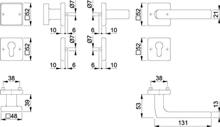 HOPPE Rosettengarnitur Dallas E43L/52KV/52KVS/1643Z Edelstahl F69 ( 3000220027 )