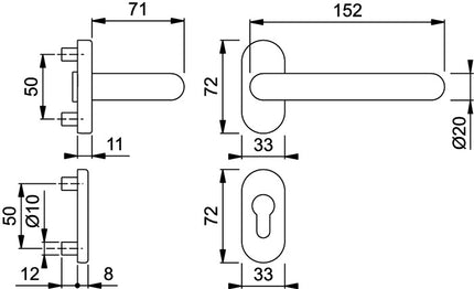 Zestaw przeciwpożarowy HOPPE Paris FS-138GF/55/55S Aluminium F1-2 D/D ( 3000251146 )