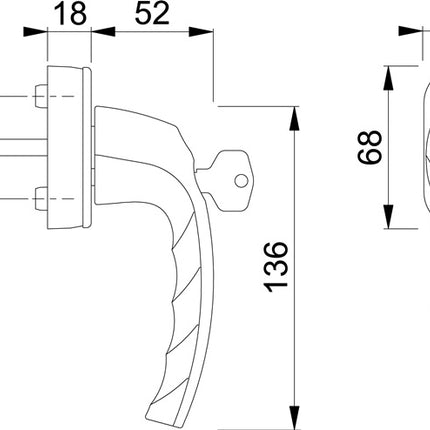 Manilla de ventana HOPPE Atlanta 0530S/US952 Aluminio F1 / color natural ( 3000203977 )